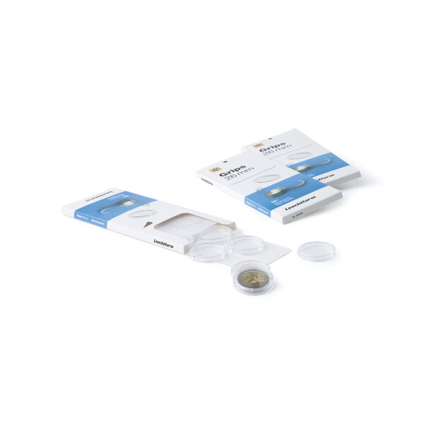 Capsules rondes 26mm pour monnaies 2 euros commémoratives. Paquet - 10 capsules