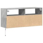 vidaXL Meuble TV mural avec lumières LED gris béton 100x31x45 cm