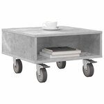 vidaXL Table d'appoint avec roues Gris béton 50 5 x 50 x 30 cm