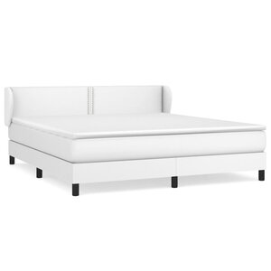 vidaXL Sommier à lattes de lit avec matelas Blanc 160x200cm Similicuir