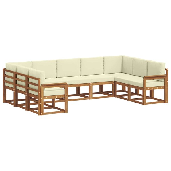 vidaXL Ensemble de canapés d'extérieur 9 Pièces Naturel et Crème