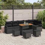 vidaXL Ensemble de canapé de jardin 10 Pièces Noir Poly rotin