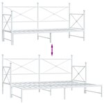 vidaXL Lit de jour avec lit gigogne sans matelas blanc 90x190 cm acier