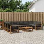 vidaXL Ensemble de canapés d'extérieur 8 Pièces Naturel et noir