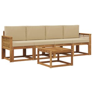 vidaXL Ensemble de canapés d'extérieur 5 pc Naturel et Beige Polyester