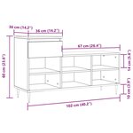 vidaXL Armoire à chaussures Gris béton 102x36x60 cm Bois d'ingénierie