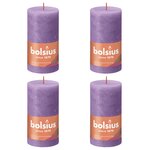 Bolsius Bougies pilier rustiques Shine 4 Pièces 130x68 mm Violet vibrant