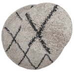 vidaXL Tapis shaggy à poils longs moderne beige et anthracite Ø 80 cm