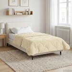 vidaXL Duvet d'hiver Crème 155 x 220 cm Microfibre et polaire Teddy