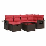 vidaXL Salon de jardin avec coussins 7 Pièces marron résine tressée