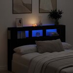 vidaXL Tête de lit LED avec étagère Chêne noir 160 x 18 5 x 103 5 cm