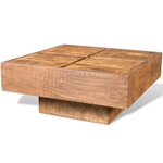 vidaXL Table basse carrée Marron Bois massif de manguier