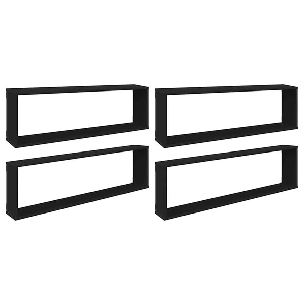 vidaXL Étagères cube murales 4 Pièces noir 100x15x30 cm bois d'ingénierie