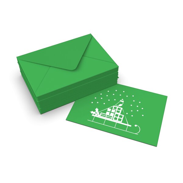 Lot de 50 enveloppes de noël traîneau à neige verte profonde 114x162 mm (c6)