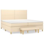 vidaXL Sommier à lattes de lit avec matelas Crème 200x200 cm Tissu