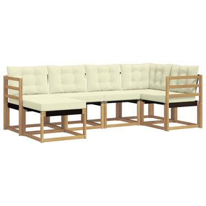 vidaXL Ensemble de canapés d'extérieur 6 pc Blanc et crème
