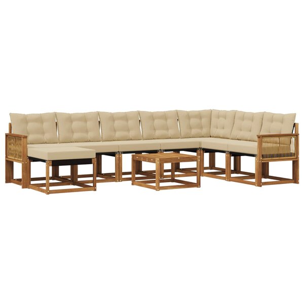 vidaXL Ensemble de canapés d'extérieur 9 Pièces Naturel et Beige