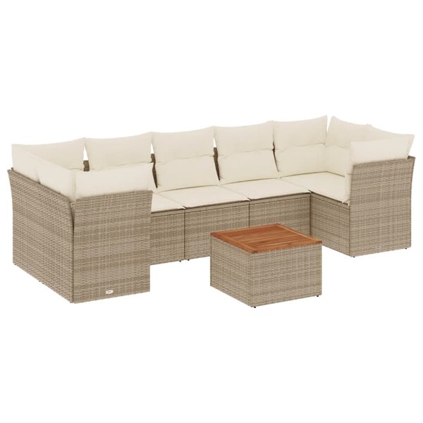 vidaXL Salon de jardin avec coussins 8 Pièces beige résine tressée
