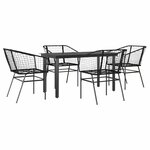 vidaXL Ensemble à manger de jardin 5 Pièces noir résine tressée verre