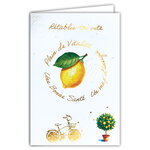 69-3147 Carte Rétablissement Rétablis-toi vite Citron Vitamines Vitalité énergie Santé Peinture Aquarelle -Finitions Dorure Or Doré + Gaufrage en Relief +1 Enveloppe Format 12x17cm -Fabriqué en Europe
