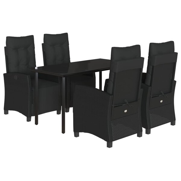 vidaXL Ensemble à manger de jardin coussins 5Pièces Noir Résine tressée