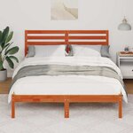 vidaXL Cadre de lit avec tête de lit Brun cire 135 x 190 cm Pin massif