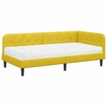 vidaXL Cadre de lit d'angle avec matelas Jaune 90 x 190 cm Velours