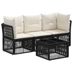 vidaXL Ensemble de canapé de jardin 4 pc Noir polyrotin
