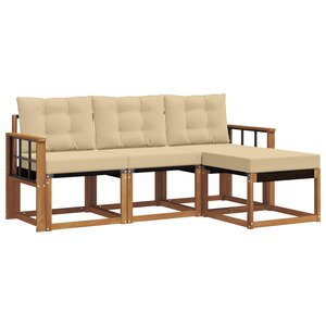 vidaXL Ensemble de canapés d'extérieur 4 Pièces Naturel et Beige