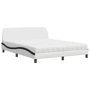 vidaXL Lit avec matelas Dover blanc et noir 160x200 cm similicuir