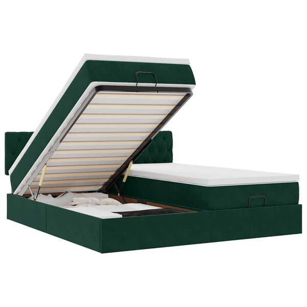 VidaXL Cadre de lit ottoman avec matelas vert foncé 180x200cm velours