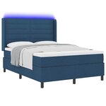 vidaXL Lit à ressort LED avec matelas Bleu 140 x 200 cm tissu