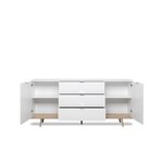 Buffet bas - Décor chene et blanc - Scandinave - 2 portes et 3 tiroirs - GÖTEBORG - L 180 cm