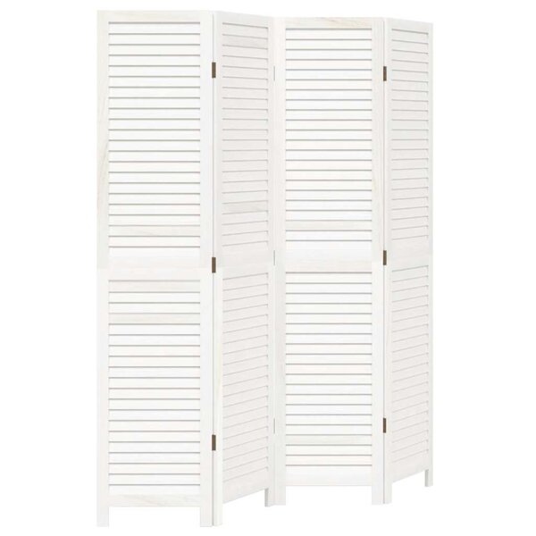vidaXL Cloison de séparation 4 panneaux blanc bois de paulownia massif