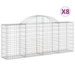 vidaXL Paniers à gabions arqués 8 Pièces 200x30x80/100 cm Fer galvanisé