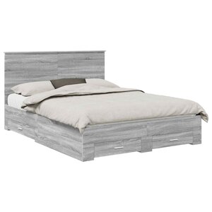 vidaXL Cadre de lit Gris Sonoma 150 x 200 cm Bois d'ingénierie