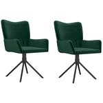 vidaXL Chaises pivotantes à manger lot de 2 Vert foncé Velours