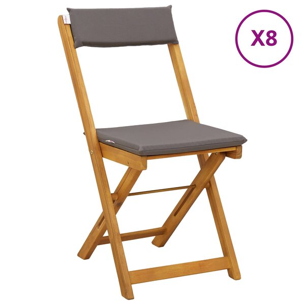 vidaXL Chaises de bistrot d'extérieur 8 Pièces Gris foncé 40 x 53 x 80 cm