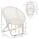 Loveuse fauteuil rond de jardin fauteuil lune papasan pliable grand confort macramé coton polyester beige