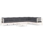 vidaXL Salon de jardin 8 Pièces avec coussins blanc bois de pin massif