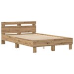 vidaXL Cadre de lit chêne artisanal 120 x 190 cm Bois d'ingénierie