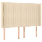 vidaXL Sommier à lattes de lit matelas et LED Crème 140x200 cm Tissu