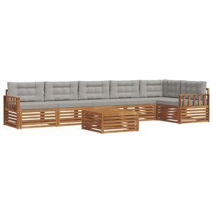 vidaXL Ensemble de canapés d'extérieur 7 Pièces Gris Naturel et Clair