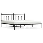 vidaXL Cadre de lit métal sans matelas avec tête de lit noir 200x200cm