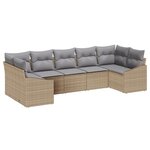 vidaXL Ensemble de canapé de jardin 7 pièces avec coussins beige poly rotin