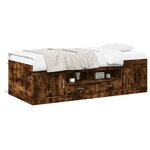vidaXL Lit de jour et tiroirs chêne fumé 100x200 cm bois d'ingénierie