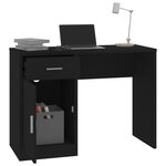 vidaXL Bureau avec tiroir et armoire Noir 100x40x73 cm Bois ingénierie