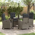 vidaXL Ensemble de repas de jardin 5 pièces avec coussins en poly rotin gris