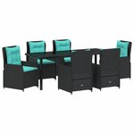 vidaXL Ensemble de salle à manger pour jardin 7 pc Noir Poly rotin