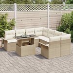 vidaXL Ensemble de canapé de jardin 9 Pièces Beige Poly Rattan